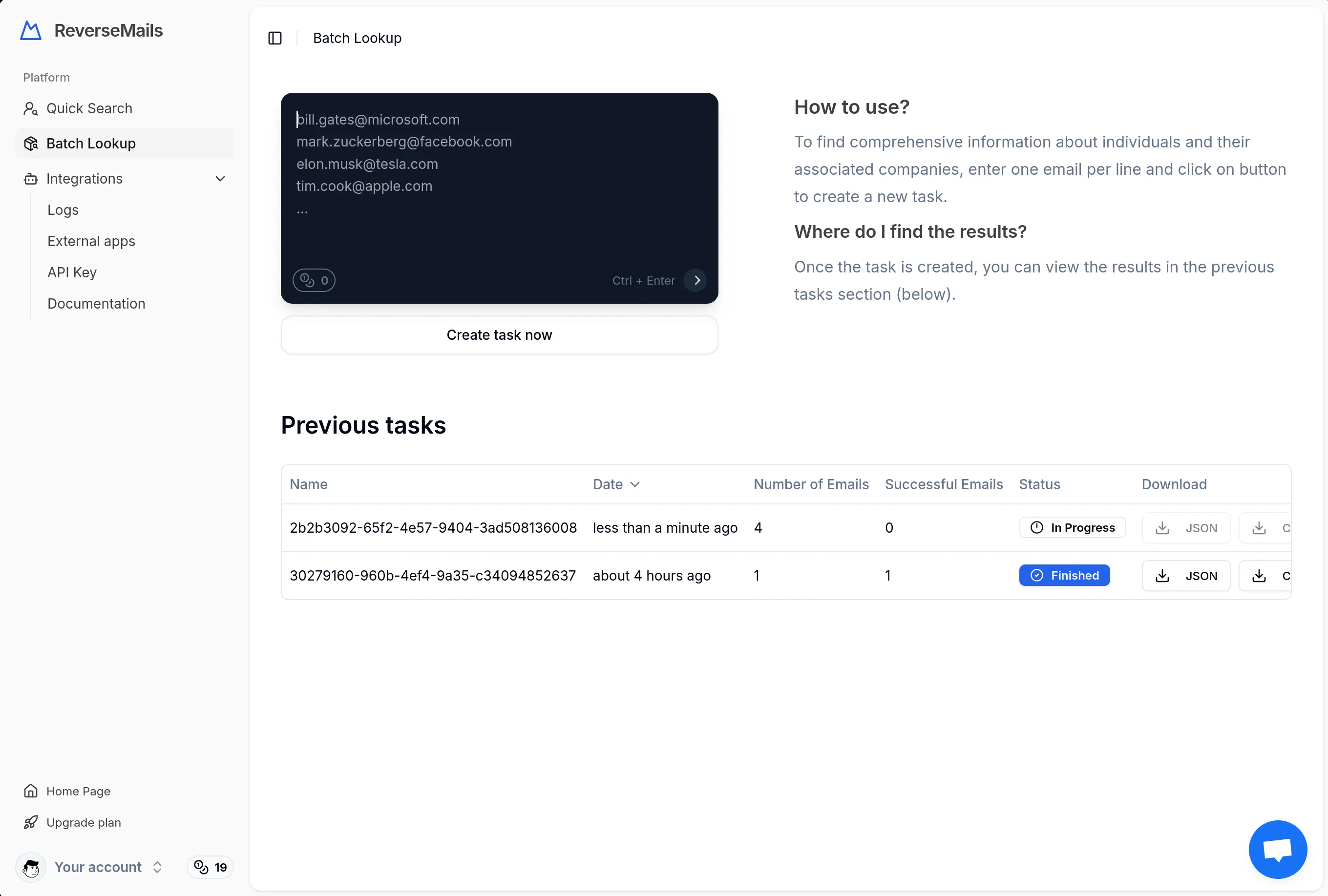 Dashboard screenshot